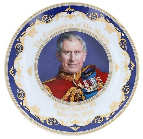 The Leonardo Collection Royal Heritage HM King Charles III Assiette 6 pour décoration d'intérieur | Jolies assiettes à dîner cadeaux pour homme et femme | Assiettes en céramique idéales pour la