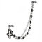 Taffstyle Piercing Stecker Doppel Kette Kreuz Anhänger Hängend Strass Glitzer Kristall Ohr Cartilage Tragus Helix Ohrpiercing Knorpel Barbell Stab mit Kugel Silber Schwarz