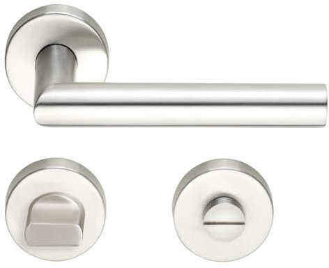 MeinTürgriff Drückergarnitur Toulouse Türdrücker BB PZ WC Edelstahl matt Türgriff Drückergarnitur, Typ:WC- Bad/WC