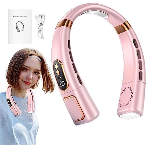 Rianpesn Cuello Portátil Sin Aspas, Cuello Colgante Recargable con 5 Velocidades, Ventilador Portátil con Batería 4000 MAh para Actividades Al Aire Libre