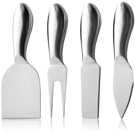 EIOLWJIEO 4 Pcs/Set Cheese Spatula Fork Bread Butter Spreader Portable Slicer Kit Ergonomic Stainless Steel Slicing Tools