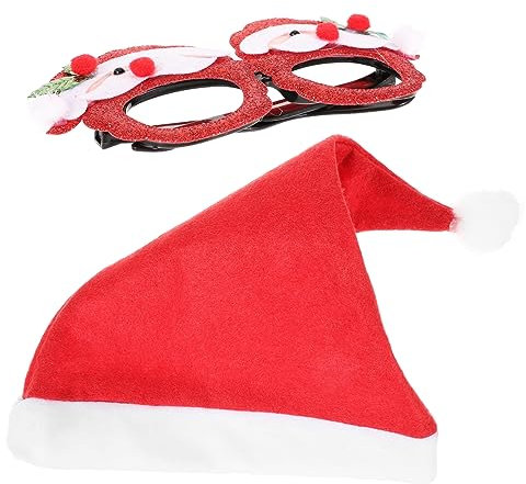 Abaodam 1 Satz Santa Weihnachtsdeko Brillen Brillengestelle Für Weihnachten Weihnachtsmannmützen Weihnachtsparty-kostüm Feiertagshüte Gläser Für Kappen Stoff Kind Sonnenbrille Erwachsener