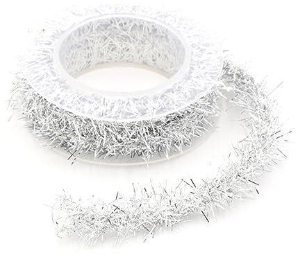 3 Rollen 1.5 Meter Weihnachten Lametta Girlande, Weihnachten Girlande Glänzend Lametta Metallische Lametta Girlanden für Christbaumschmuck Weihnachtsbaum Kranz Festliches Hochzeit Party,Silber