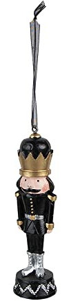 HAES DECO - Nussknacker Weihnachten - Farbe Schwarz - Größe 3x3x12 cm - Material Polyresin - Nussknackerfigur - Nussknacker-Soldat - Weihnachtsfigur - Weihnachtsdekoration