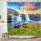 ASDCXZ Duschvorhang 240x180 cm, Naturlandschaft Berge und Flüsse Wasserfall Blumen Gras, Polyester, Wasserdicht, Bad Duschvorhang mit 12 Haken