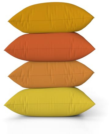 ggaimwf Einfarbig Leinenkissenbezüge für Sofa Orange Farbverlauf Kissen für das Bett Herbst Gelbe Farbe Handgefertigt Quadrat Kissenhüllen mit unsichtbarem Reißverschluss, 45x45cm, 4er-Set