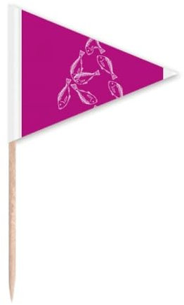 Food Fish Around Seafood Letters Toothpick Triangle Cupcake Toppers Flag