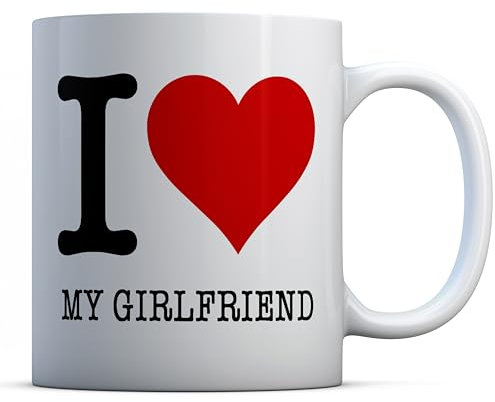 EasyInkPress - I Love My Girlfriend Ceramic Coffee Mug, Love Heart Coffee Cup, Funny Novelty Tea Mug, Sentimental Gift Idea, Girlfriend Valentine's Day Ceramic Coffee Cup