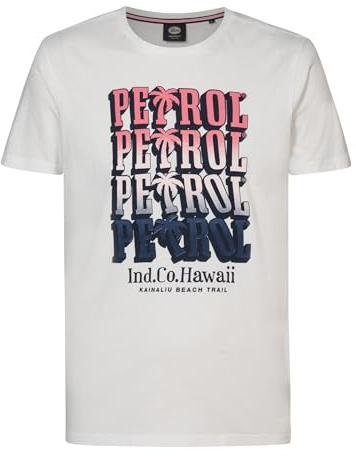 PETROL INDUSTRIES Herren-T-Shirt SS Classic Print M-1040-TSR666; Farbe: Hellweiß, Größe: L, Hellweiß, L