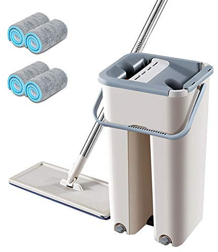 Juego de fregona giratoria en Spray: Limpieza eficiente de Suelos, Manos Libres, con tecnología de Microfibra Vision