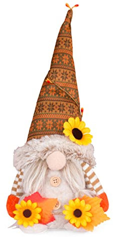 MULAIDI Sonnenblumen-Zwerge, Herbst-Zwerge, Dekoration, schwedische Tomtes, Erntezwerge, skandinavische Figur, Thanksgiving-Zwerge