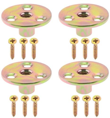 ECSiNG 4 Sets Metric M8 Furniture Leg Hardware Kits 3 Holes Furniture Legs Mounting Plates T Shaped 3 Holes Nut for Sofa Cabinet Chair Couch Seats
