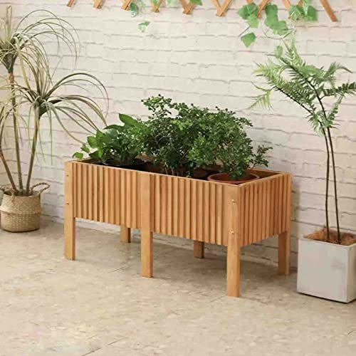 blumenstandBalkon-Pflanzkasten, Holz-Pflanztopf, hochfüßiger, raumhoher Pflanzen-Blumentank, Blumenkasten für den Außenbereich (gelb, L116 cm)