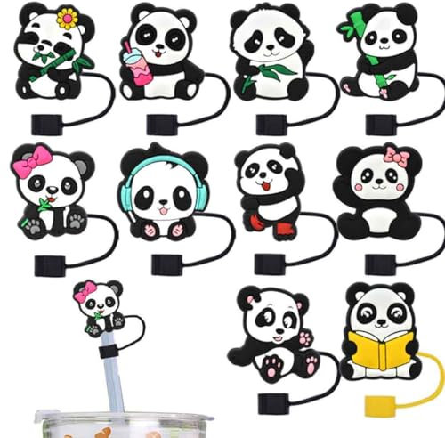 XBFOCNH 10 Stück Silikon Strohhalm Abdeckung Trinkhalm Abdeckung Trinkhalmspitzen Wiederverwendbare Trinkhalm Spitzen Deckel Tragbare Strohkappen Abdeckungen Strohstopfen für Dekor 10mm Strohhalme