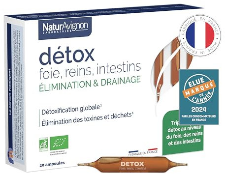 NaturAvignon complement alimentaire Detox Foie puissant et rapide, Reins, Intestins | Radis Noir, Bouleau, Jus de Citron BIO | métabolisme, draineur, digestion, detox foie et intestin | 20ampoules