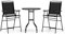 GOPLUS Ensemble Bistrot de Jardin 3 Pièces, Table de Bar avec 2 Chaises Pliantes, Trou pour Parasol, Cadre en Métal, Ensemble Salon de Jardin Extérieur pour Patio Cour, Balcon, Porche, Noir