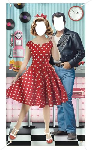 COLOFALLA Vintage Party Foto Requisten Deko 50er Jahre Fotowand Foto Hintergrund Disko Fotowand Deko Vintage Retro Foto Requisiten Banner für Tür Wand Tanzabend 100x180cm mit Seil