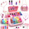 Kinderschmink Set Mädchen Schminkkoffer Armband Haarreif Halskette 57 PCS Waschbar Schminke Kinder Make Up Set Spielzeug Prinzessin Weihnachts Geburtstags Geschenke ab 4 5 6 7 8 9 10 11 Jahre