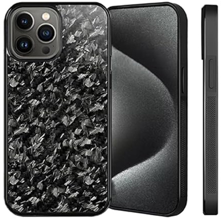 Generisch Forged Carbon Fiber Magnetische Anti-Fall Schutzhülle für iPhone 16 Pro Max, 15, 14, 13, 12 Pro Max (12 Pro, Schwarz)