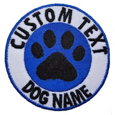 Personalised Vests/Harnesses Round Emblem Embroidered Iron On Sew On Patches Dog Cat Name Embroidered Patches Dog Name Patch Pet Dog Badge Harness Patch Vest Patch (Custom Colour, Small)