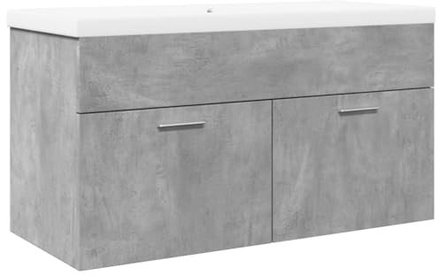 vidaXL Mueble de baño con Lavabo Integrado Gris hormigón, Armario de Lavabo de baño, Mueble lavamanos baño, Mueble bajo Lavabo, Mueble de baño
