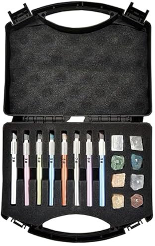 Stylo de test de dureté Mohs, test de rayures de revêtement de béton de dureté Mohs de carreaux de verre, testeur de rayures 2-9, avec boîte de rangement, pour kit d'identification de minéraux industr