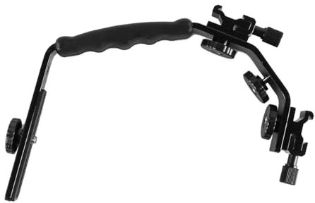 WANGCL Camera L-bracket with dual flash cold shoe mount 1/4 threaded holes for standard cameras or camcorders