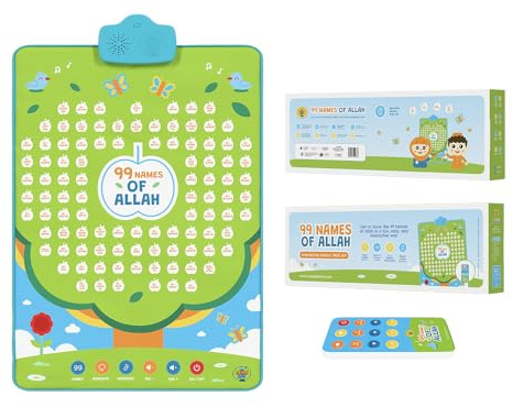 99 Namen Allahs & Propheten des Islam Wandkunst von My Salah Mat – Interaktive islamische Wandkunst zum Lernen aller 99 Namen und 25 Propheten – tolles Geschenk für muslimische Kinder (99 Namen Allahs