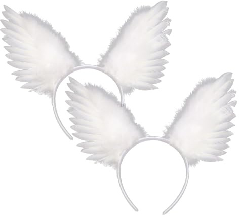 AOVNA Lot de 2 serre-têtes ailes d'ange à plumes pour Noël, Halloween, anniversaire, fête costumée