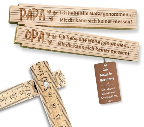Happy Box - Zollstock personalisiert Holz mit präziser Gravur, Vatertagsgeschenk für Papa Geschenk, Opa Geschenk (Papa..ich habe..)