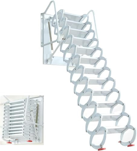 Scala pieghevole per soffitta da parete, resistente capacità di 453,6 kg, design telescopico retrattile per un facile uso interno ed esterno