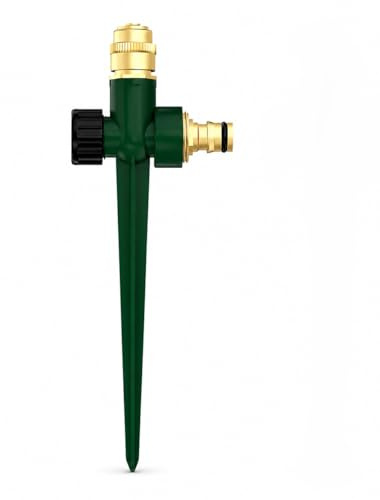 Metal Lawn Sprinkler for Yard, Automatic Garden Water Sprinkler on Spike Base Adjustable Brass Sprinkler Nozzle 360 Degree for Lawn Garden Irrigation Large Area Coverage (1)