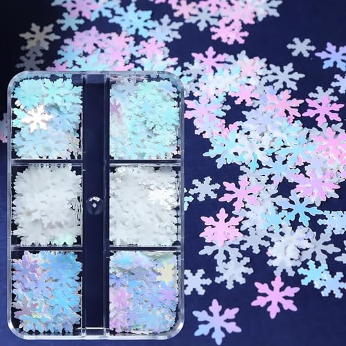 Nagelsticker Weihnachten, Nagelsticker Schneeflocken, Nagelaufkleber Weihnachten, Nagelstickers Winter, Schneeflocken Sticker für Damen DIY Nail Art, Gesicht, Handyhüllen, Karten (D)