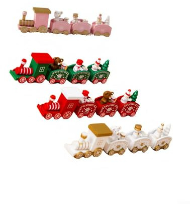 Weihnachts-Holzeisenbahn-Set, 4-teilig, Urlaubsdekoration für Kinder und festliches Zuhause