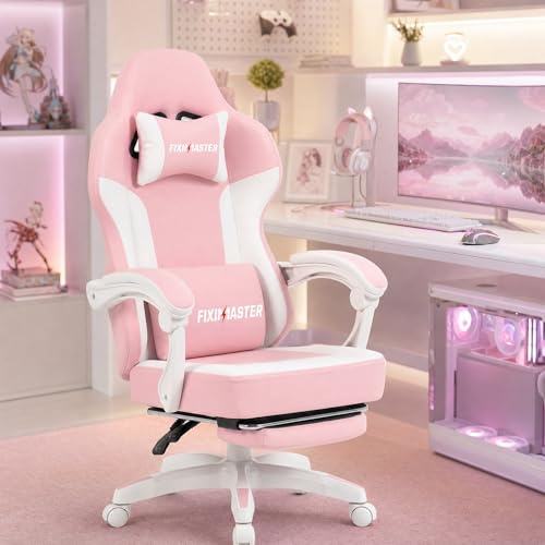Fiximaster Bürostuhl Ergonomisch mit Fußstütze, Schreibtischstuhl bis 150KG Belastbar, Gaming Stuhl aus PVC Leder, Ergonomischer Drehstuhl Chefessel für Home Office und Gamer
