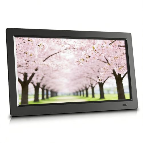 Digitaler Bilderrahmen mit Bewegungsmelder und Fernbedienung, großes Display, spielt Video/Musik/Fotos, USB/SD Karte, Auto On/Off, Power-Off Memory