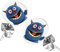 Mianova Ohrringe Stecker Rund Klein Ohrstecker Runde Platte Silber mit Motiv blauem Monster Kuscheltier