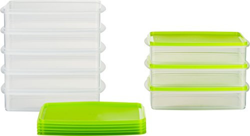 MiraHome Gefrierdosen 8x1L rechteckig Grün – Vorratsdosen mit Deckel luftdicht – Transparente Frischhaltedosen mit Deckel – Aufbewahrungsbox Küche für Mealprep & Organisation – Austrian Quality