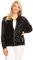 Anna-Kaci Damen Glitzer Pailletten Dünne Rib Rop Langarm Reißverschluss Bomberjacke Fliegenjacke Bikerjacke Jacke, L, Schwarz Diamant