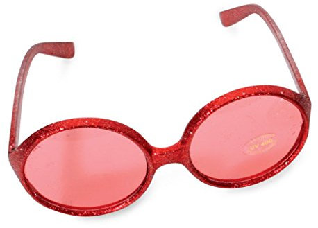 KarnevalsTeufel Sixties-Brille für Erwachsene in 6 Glitzerbrille Partybrille (rot)