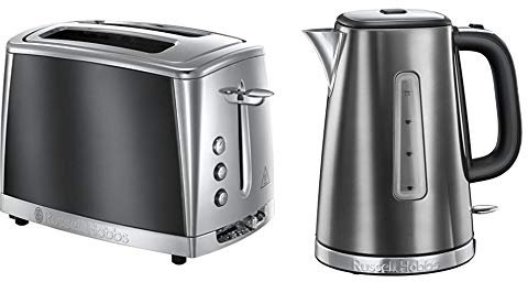 Russell Hobbs 23221 Luna Two Slice Toaster, 1500 W, Grey with Kettle