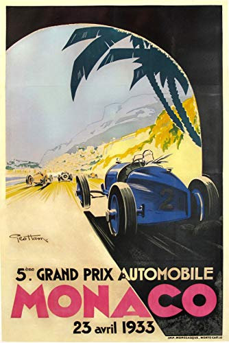 Monaco 5. Grand Prix 1933 Poster-Format 50 x 70 cm, 300 % Verkauf, digitale Datei HD möglich