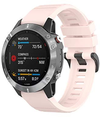Yikamosi Compatible avec Garmin Fenix 6 Bracelets,22MM libération Rapide Silicone Souple Fermoir en Acier Inoxydable Remplacement Bracelet pour Garmin Fenix 6/Fenix 5/Fenix 5 Plus,Rose