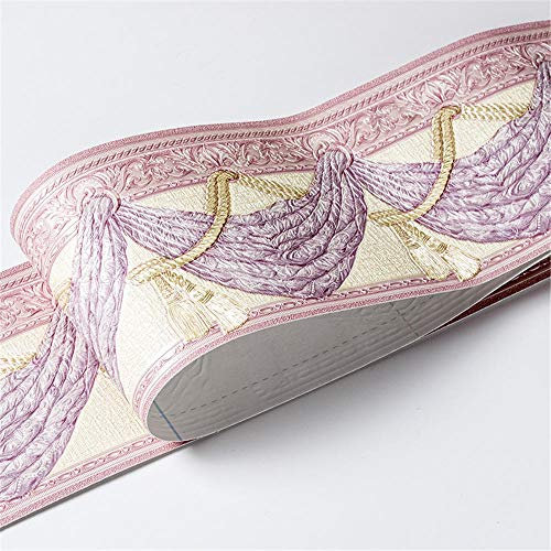 Tapetenbordüre selbstklebend zum Aufkleben für Wohnzimmer Küche Badezimmer Abnehmbare Wasserdicht Bodenleiste PVC Dekorative Bordüre Lila Rollo 10.6cm X 500CM