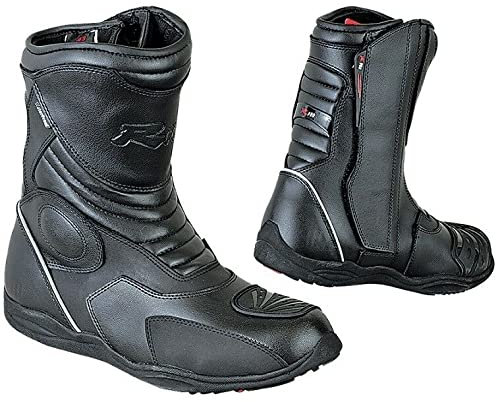 BI ESSE - Stivaletti Moto Enduro Touring, in vera pelle, impermeabili (Nero, Sistema Taglie Calzature EU, Adulto, Numero, Media, 43)