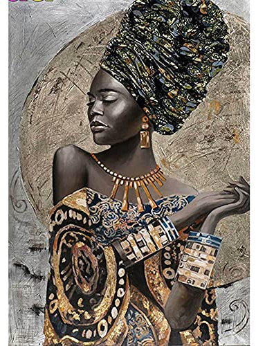 ZHXXFD Peinture Numero Adulte avec Cadre en Bois Femme Africaine Bricolage Peinture par numéros Enfant Acrylique A l'huile Romantique DIY Paint by Numbers Tableau À Peindre avec Numéro(A92)