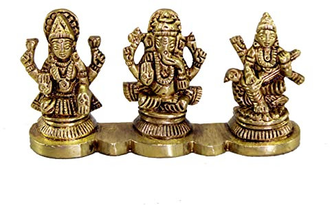 ESPLANADE - Laxmi Ganesh Saraswati Idol - 5,1 cm Höhe | Ganesha Lakshmi Religiöse Figur Hindu-Gott Skulptur Murti Statue | Diwali / Arbeitsplatz / Büro