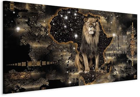 B&D XXL - Leinwandbild Wohnung Tiere Löwe, Schlafzimmer, Wohnzimmer, modern | Hochwertige Leinwand, sofort aufhängbar, ideal fürs Wohn- oder Schlafzimmer, wasserfest und lichtecht, langlebig, stilvoll