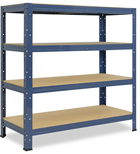 shelfplaza® 90x60x50cm HOME Schwerlastregal blau/Metallregal mit 4 Böden/Kellerregal Metall, Garagenregal, Werkstattregal oder Regal Lagerregal/Steckregal Metall mit 175kg Tragkraft