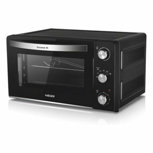 HORNO HAEGER 45L DUCASSE SOBREMESA CONVECCION NEGRO CON LUZ TEMPORIZADOR 60MIN. Puerta con vidrio doble HASTA 230º ANTIADHERENTE